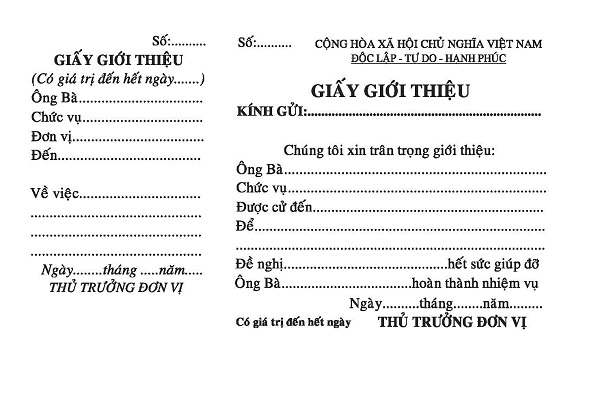 Giấy Giới Thiệu 2